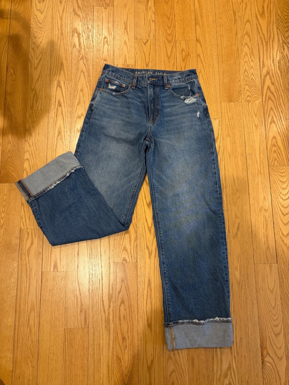 American Eagle Outfitters women Dark Blue Straight Jeans stovepipe 4 short